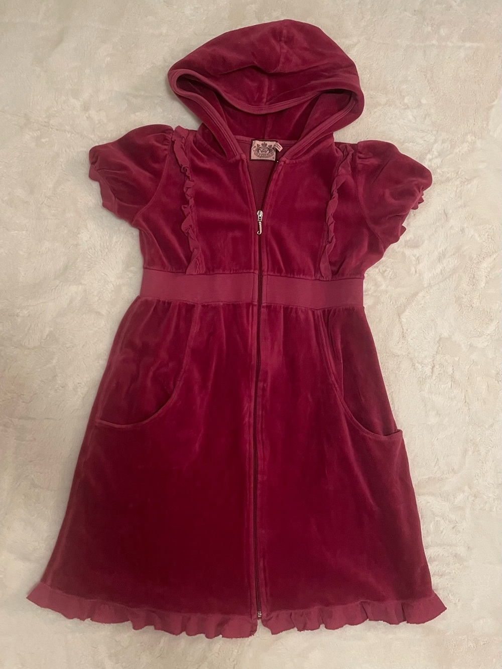 Rare vintage Y2K juicy couture pink/magenta babydoll ruffle dress